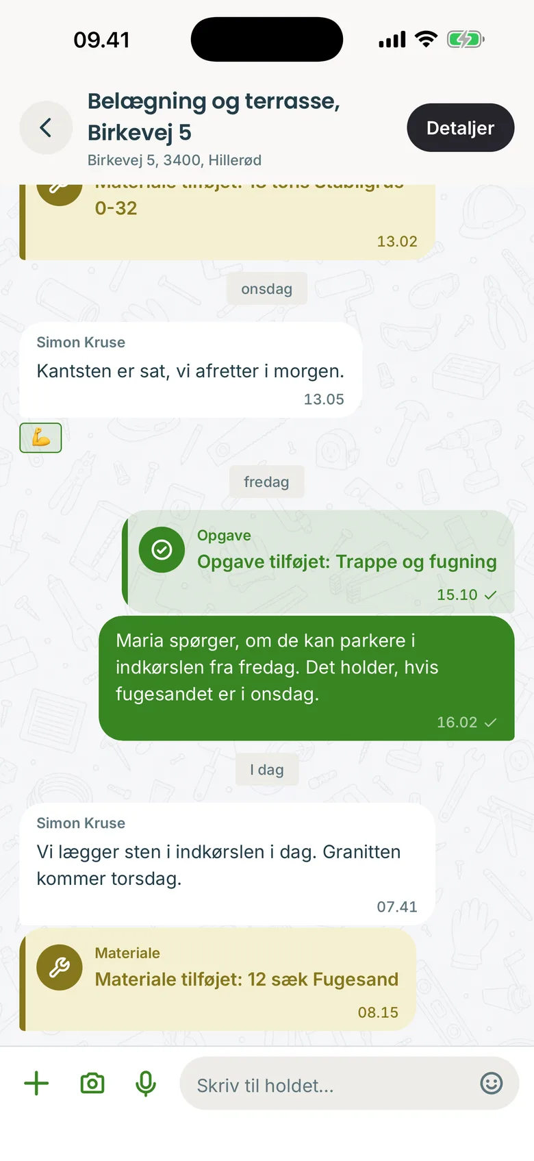 Tidlig-appen: sagens tråd med et foto, en opgave og et materiale registreret