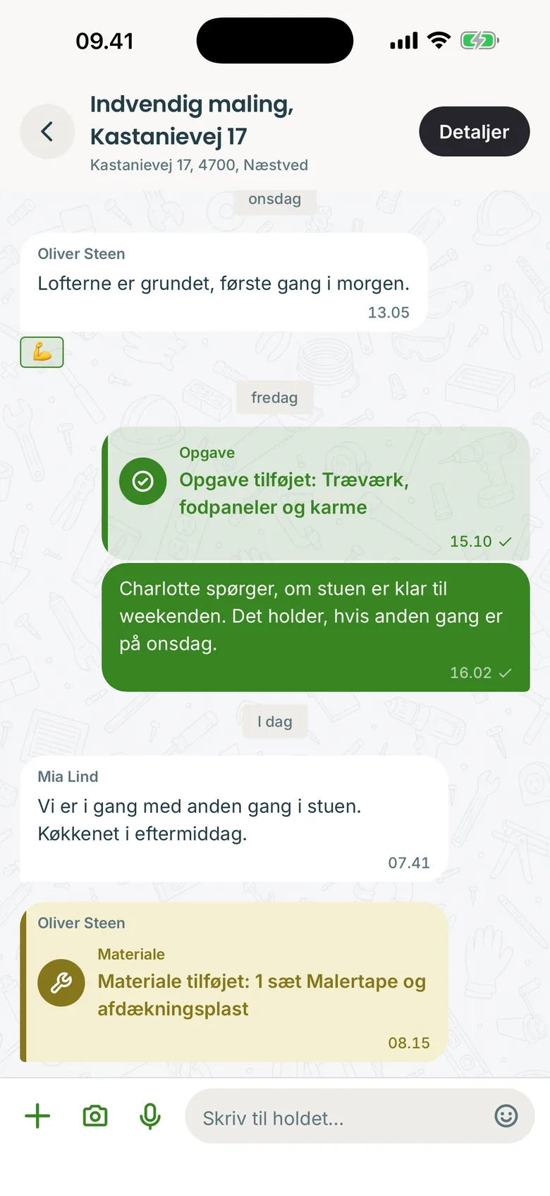 Tidlig-appen: sagens tråd med et foto, en opgave og et materiale registreret