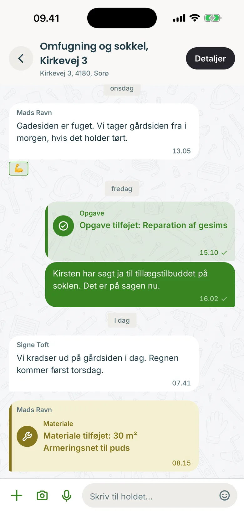 Tidlig-appen: sagens tråd med et foto, en opgave og et materiale registreret